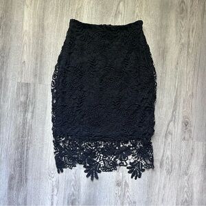 BEBE Black Lace Midi Skirt